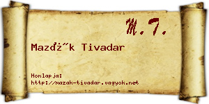 Mazák Tivadar névjegykártya
